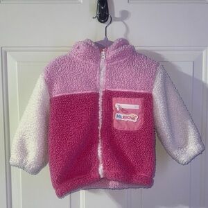 Ms Rachel Pink and White Sherpa Hoodie